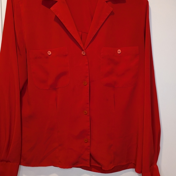 Vintage Dior Red Button-up Blouse - Picture 1 of 7